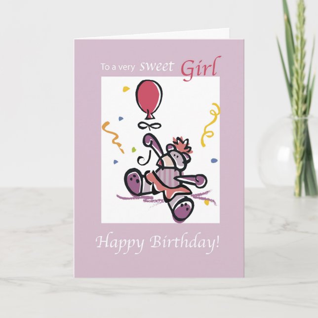 Tarjeta Cumpleaños de un globo rosa de oso 2779 (Anverso)