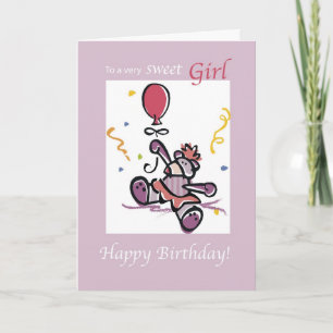 Tarjeta Cumpleaños de un globo rosa de oso 2779