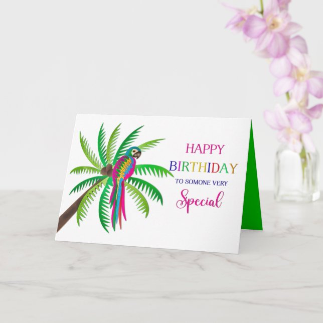 Tarjeta Cumpleaños de un loro tropical tropical especial (Orquídea)