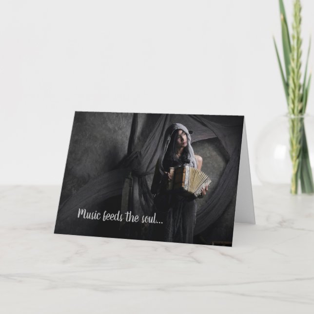 Tarjeta Cumpleaños de un músico acordeonista de acordeón (Anverso)