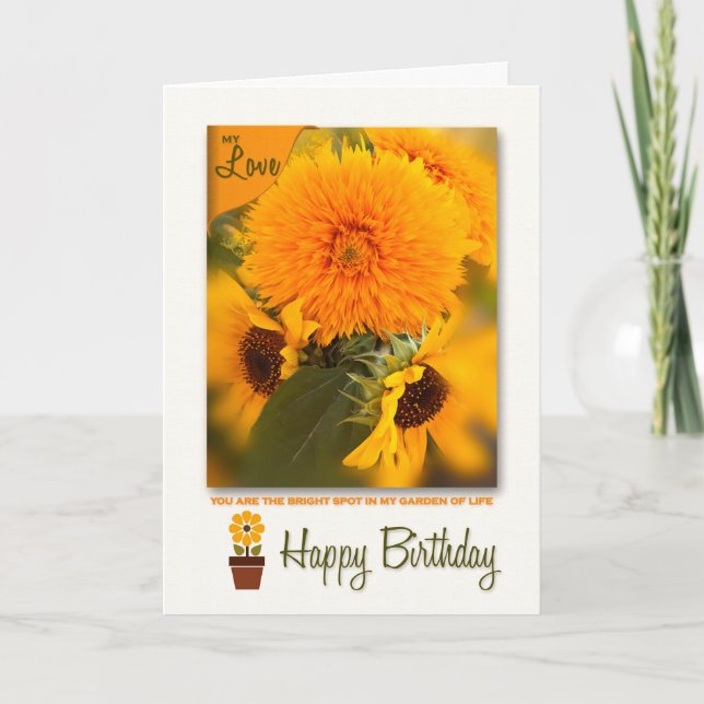Tarjeta Cumpleaños de un socio de vida Dorado Daisies Bouq (Anverso)
