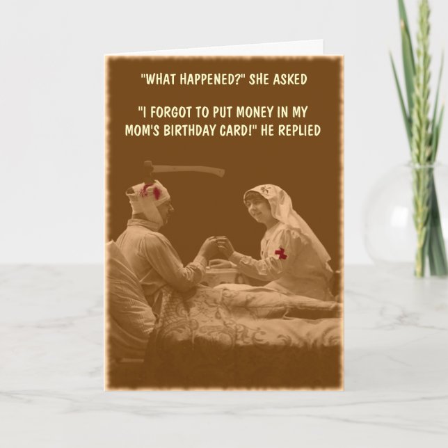 Tarjeta Cumpleaños de una madre humorística (Anverso)