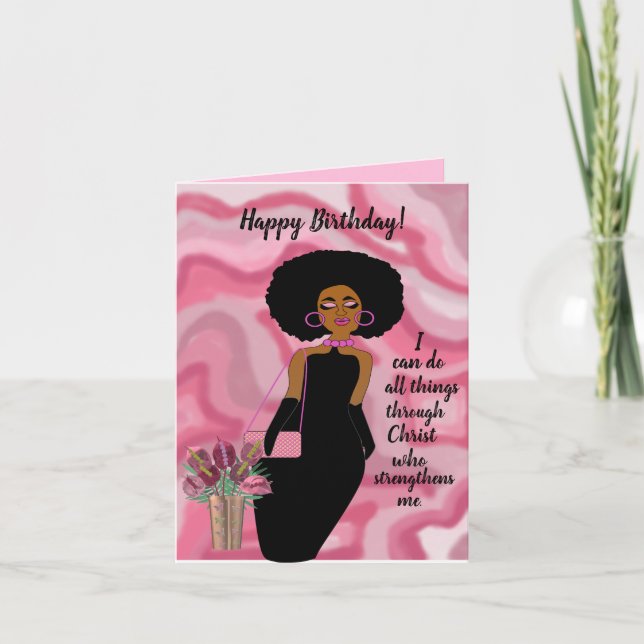 Tarjeta Cumpleaños de una mujer afroamericana inspiradora (Anverso)