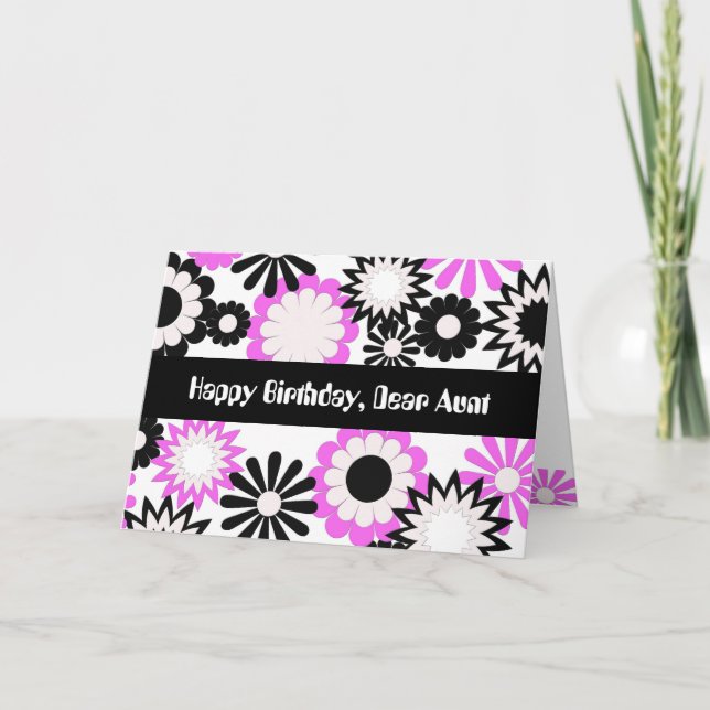 Tarjeta Cumpleaños de una tía, flores brillantes. (Anverso)