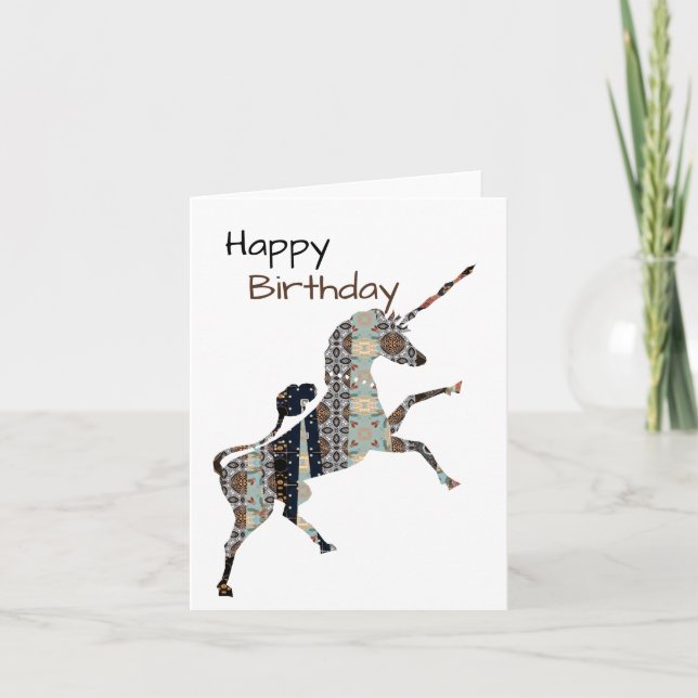 Tarjeta Cumpleaños de Unicornio (Anverso)