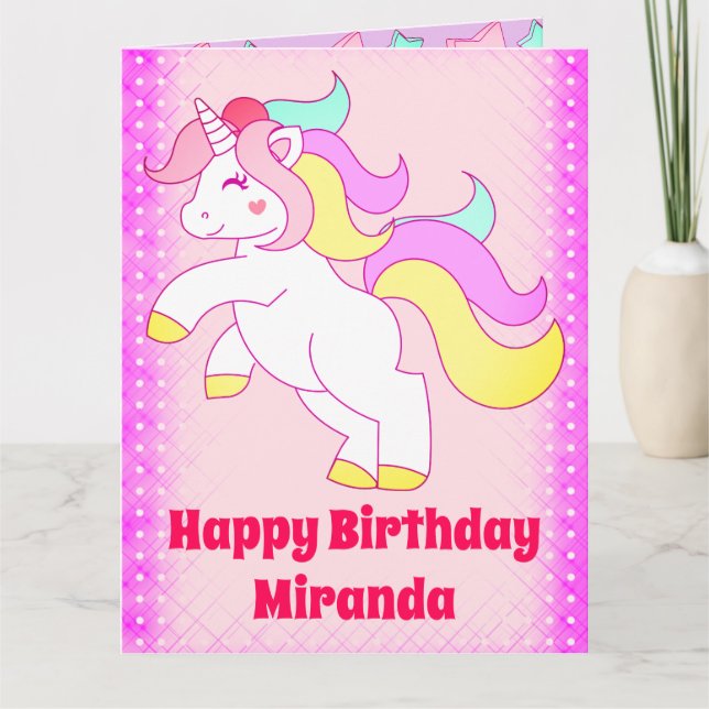 Tarjeta Cumpleaños de Unicornio (Anverso)