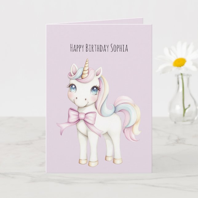 Tarjeta Cumpleaños de Unicornio Dulce Lindo (Planta pequeña)