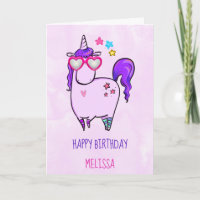 Cumpleaños de Unicornio Lindo con Gafas en Forma d