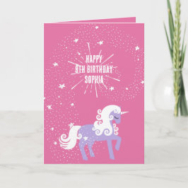 Tarjeta Cumpleaños de Unicornio Pink Purple