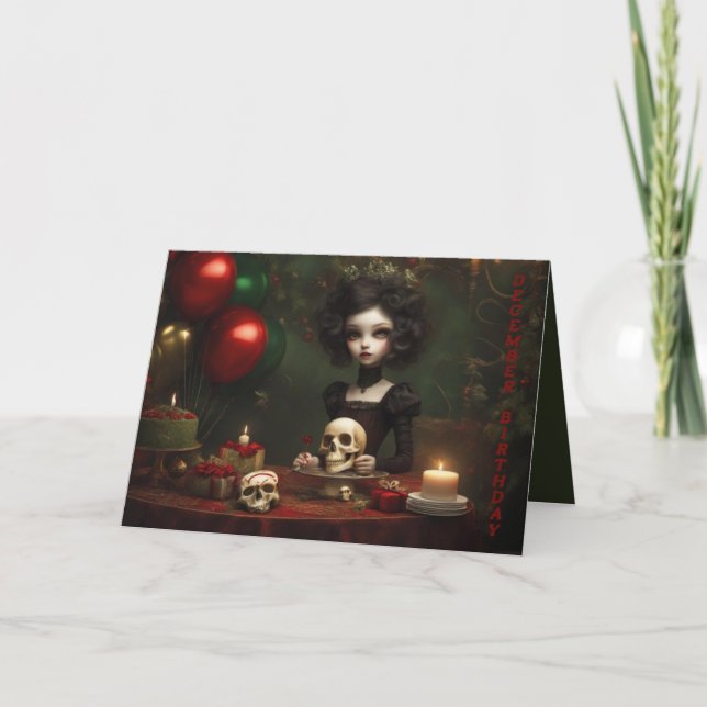 Tarjeta cumpleaños de vacaciones de Navidad de diciembre (Anverso)