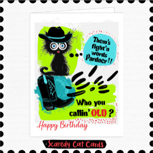 Tarjeta Cumpleaños de "Vaquero" Gato Cobarde