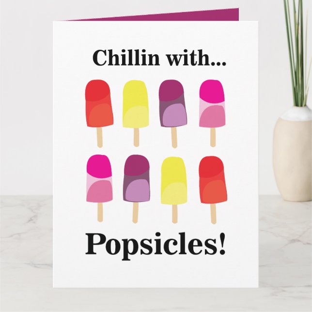 Tarjeta Cumpleaños de verano colorido de popsicle (Anverso)