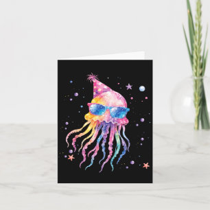 Tarjeta Cumpleaños de verano de sirena medusa coincidente