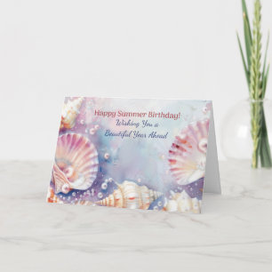 Tarjeta Cumpleaños de verano elegante costero conchas de a