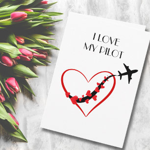Tarjeta Cumpleaños de viaje Te amo mi piloto Avión Corazón
