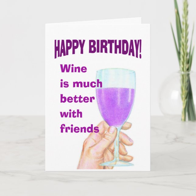 Tarjeta cumpleaños de vino divertido (Anverso)