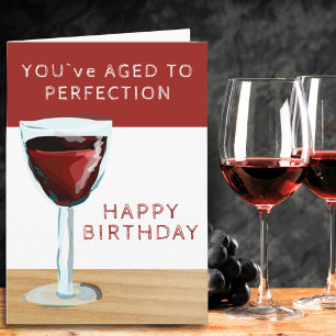 Tarjeta Cumpleaños de vino tinto envejecido a la perfecció