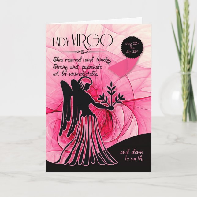 Tarjeta Cumpleaños de Virgo para su rosa del 22 de agosto  (Anverso)