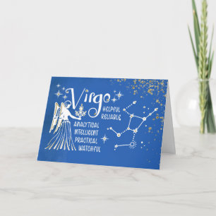 Tarjeta Cumpleaños De Virgo Zodiac Con Constelación De Rót