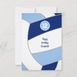 Tarjeta cumpleaños de voleibol blanco azul o felicitacione