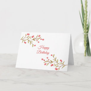 Tarjeta Cumpleaños de Watercolor Berry Stems