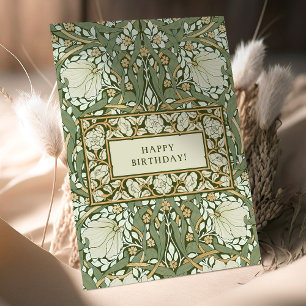 Tarjeta Cumpleaños de William Morris White y Green Pimpern