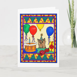 TARJETA CUMPLEAÑOS DE YORKIE