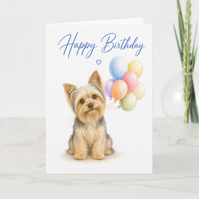 Tarjeta Cumpleaños de Yorkshire Terrier (Anverso)