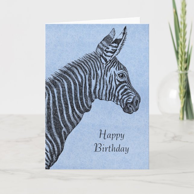 Tarjeta Cumpleaños de Zebra Azul (Anverso)