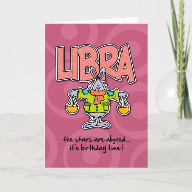 Tarjeta Cumpleaños de Zodiac - Libra (Anverso)