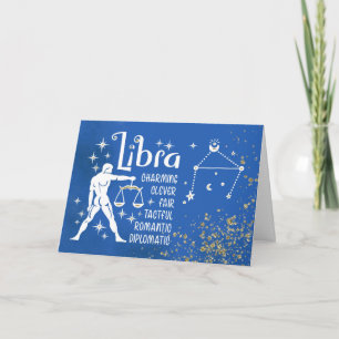 Tarjeta Cumpleaños De Zodiac Libra Con Constelación De Rót