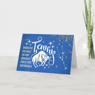 Tarjeta Cumpleaños De Zodiac Taurus Con Constelación De Ró