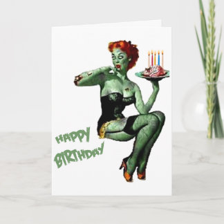 Tarjeta Cumpleaños de Zombie Pin Up