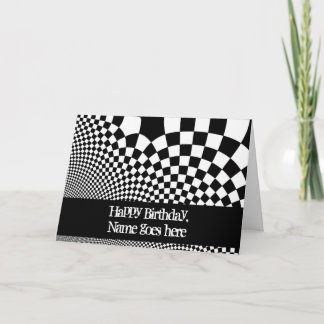 Tarjeta Cumpleaños deformado blanco y negro punky del