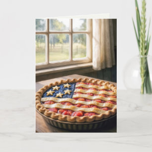 Tarjeta Cumpleaños del 4 de julio con pastel de la bandera