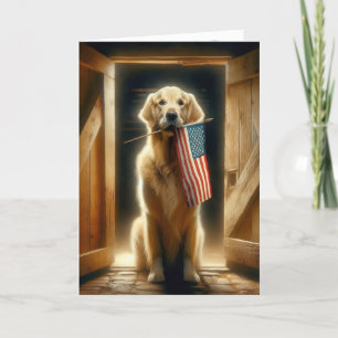 Tarjeta Cumpleaños del 4 de julio de Golden Retriever