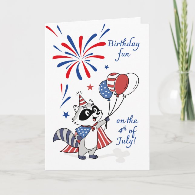 Tarjeta Cumpleaños del 4 de julio Fuegos artificiales de l (Anverso)
