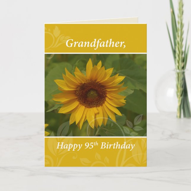 Tarjeta Cumpleaños del abuelo 95 con Girasol (Anverso)