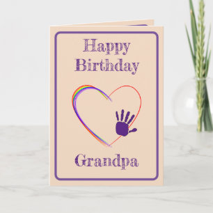 Tarjeta Cumpleaños del abuelo con corazón y huella digital