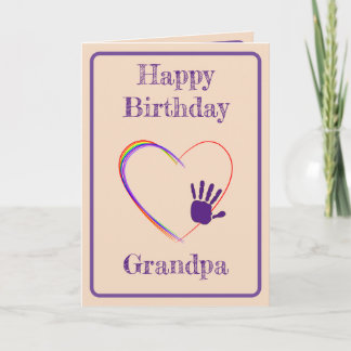 Tarjeta Cumpleaños del abuelo con corazón y huella digital
