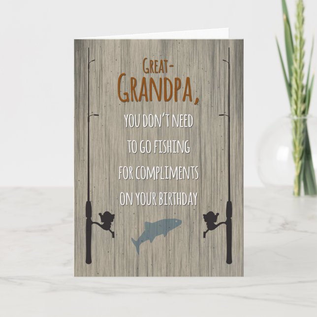 Tarjeta Cumpleaños del abuelo, pescando para elogios (Anverso)
