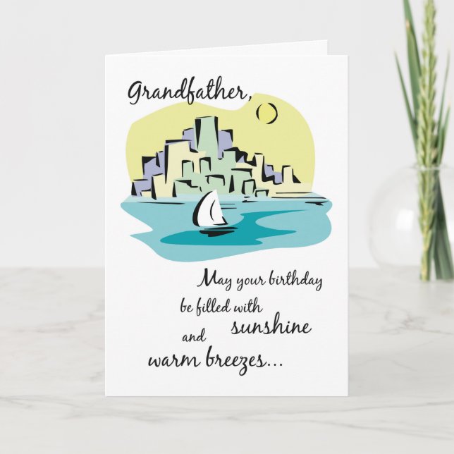 Tarjeta Cumpleaños del abuelo Sailboat City (Anverso)