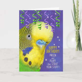 Tarjeta Cumpleaños del amante del loro con Bugie Fun Bird