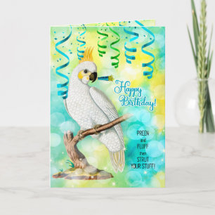 Tarjeta Cumpleaños del amante del loro con Cockatoo