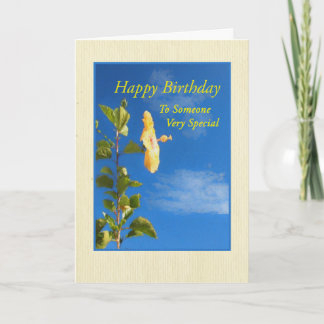 Tarjeta Cumpleaños del amarillo Hibiscus para alguien muy