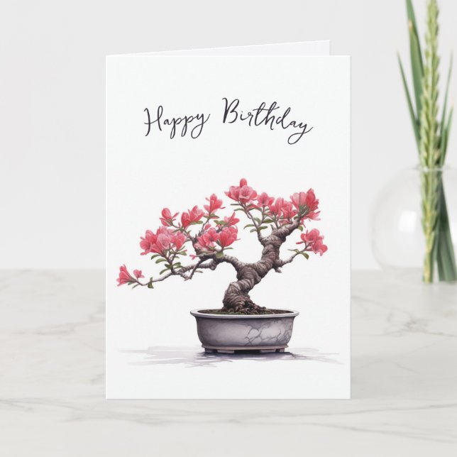 Tarjeta Cumpleaños del árbol Bonsai (Anverso)
