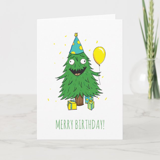 Tarjeta Cumpleaños del árbol del cumpleaños del navidad (Anverso)