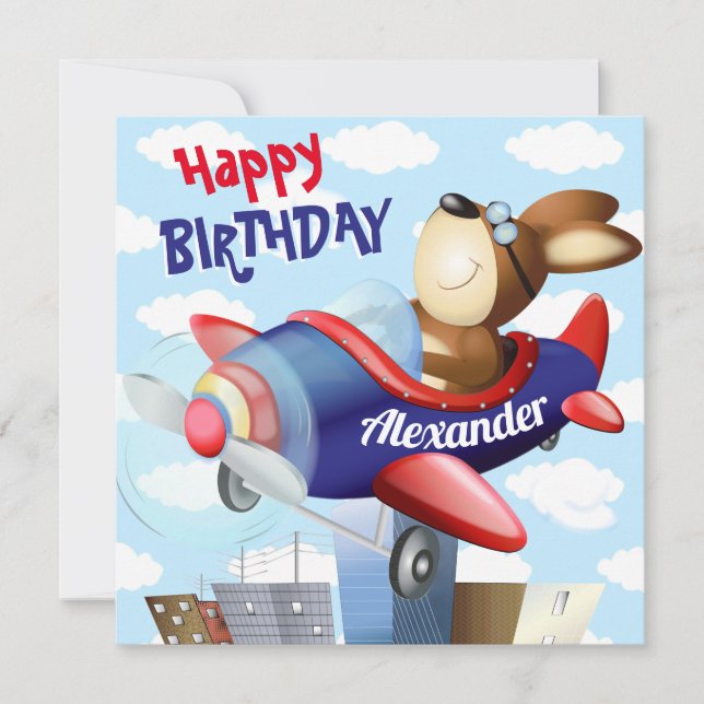 Tarjeta Cumpleaños del avión volador de perros (Anverso)
