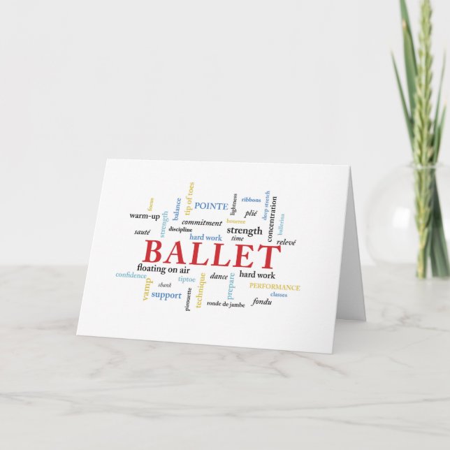 Tarjeta Cumpleaños del ballet en palabras (Anverso)