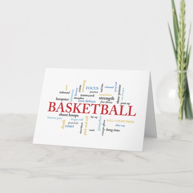Tarjeta Cumpleaños del baloncesto con palabras (Anverso)